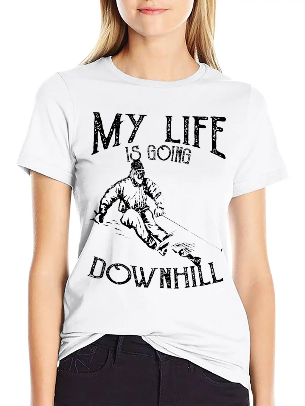 Skiing Down Hill Saying Essential Cotton Tee For Daily Outfits – Unisex Style