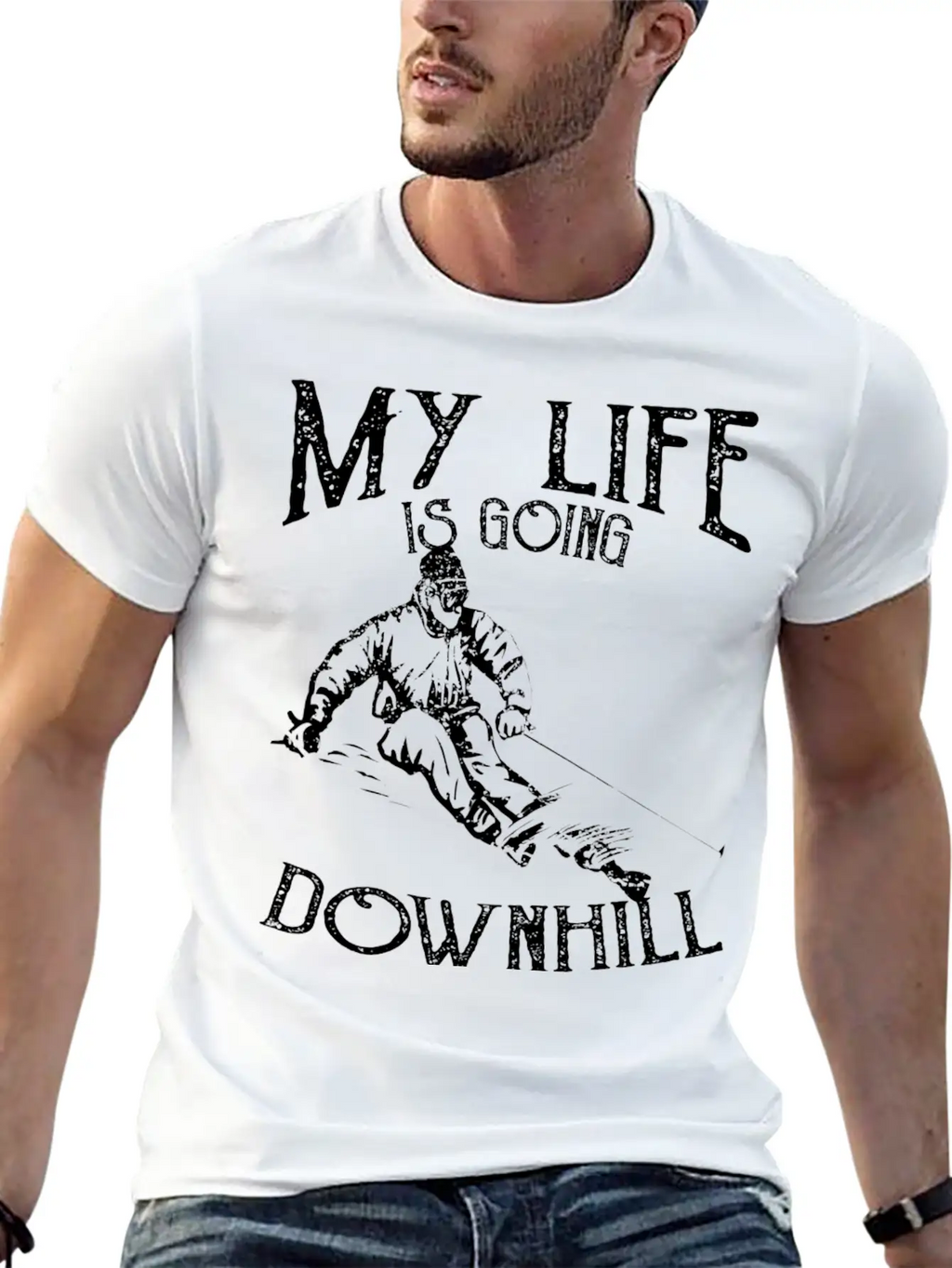 Skiing Down Hill Saying Essential Cotton Tee For Daily Outfits – Unisex Style