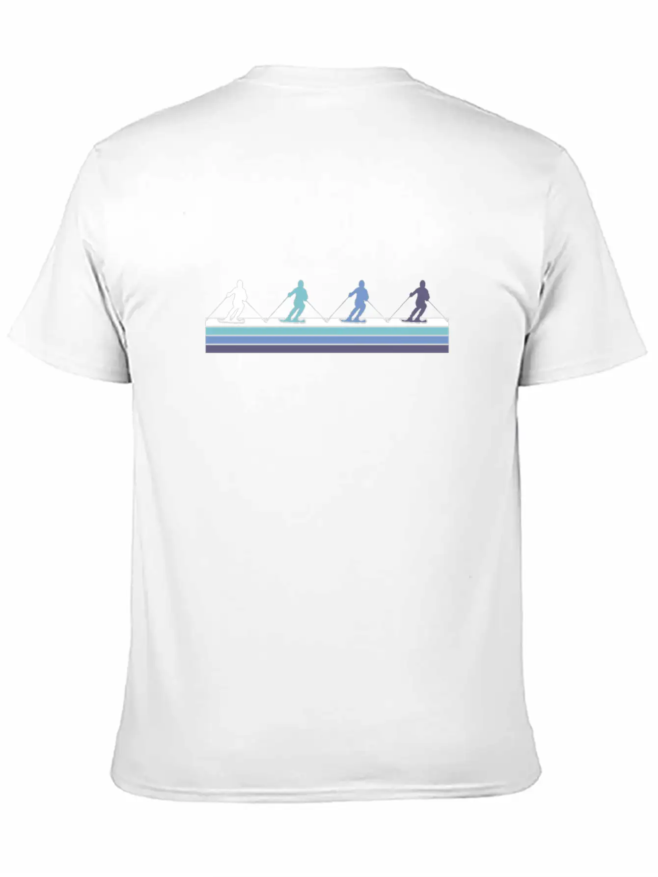 Skiing Silhouettes Gradient Casual Graphic T-Shirt – Simple And Comfortable Daily Wear