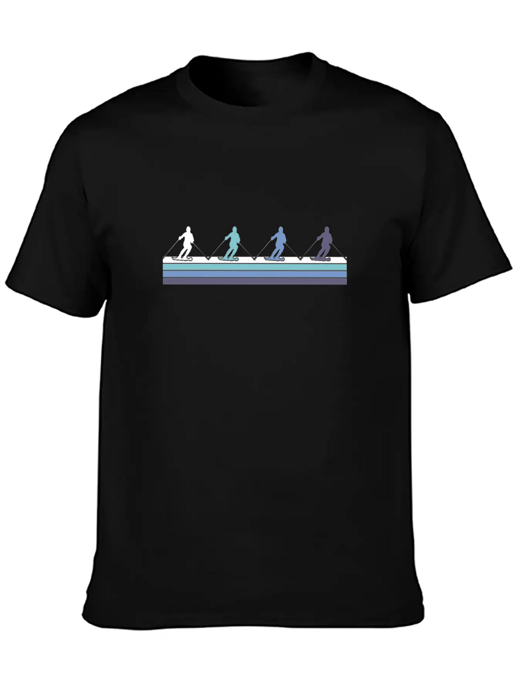 Skiing Silhouettes Gradient Casual Graphic T-Shirt – Simple And Comfortable Daily Wear