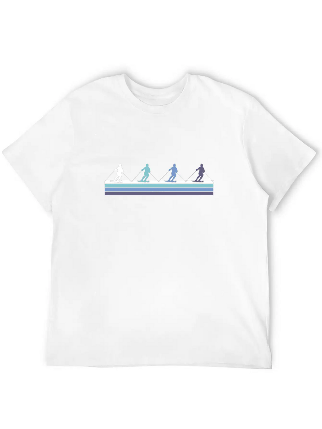 Skiing Silhouettes Gradient Casual Graphic T-Shirt – Simple And Comfortable Daily Wear