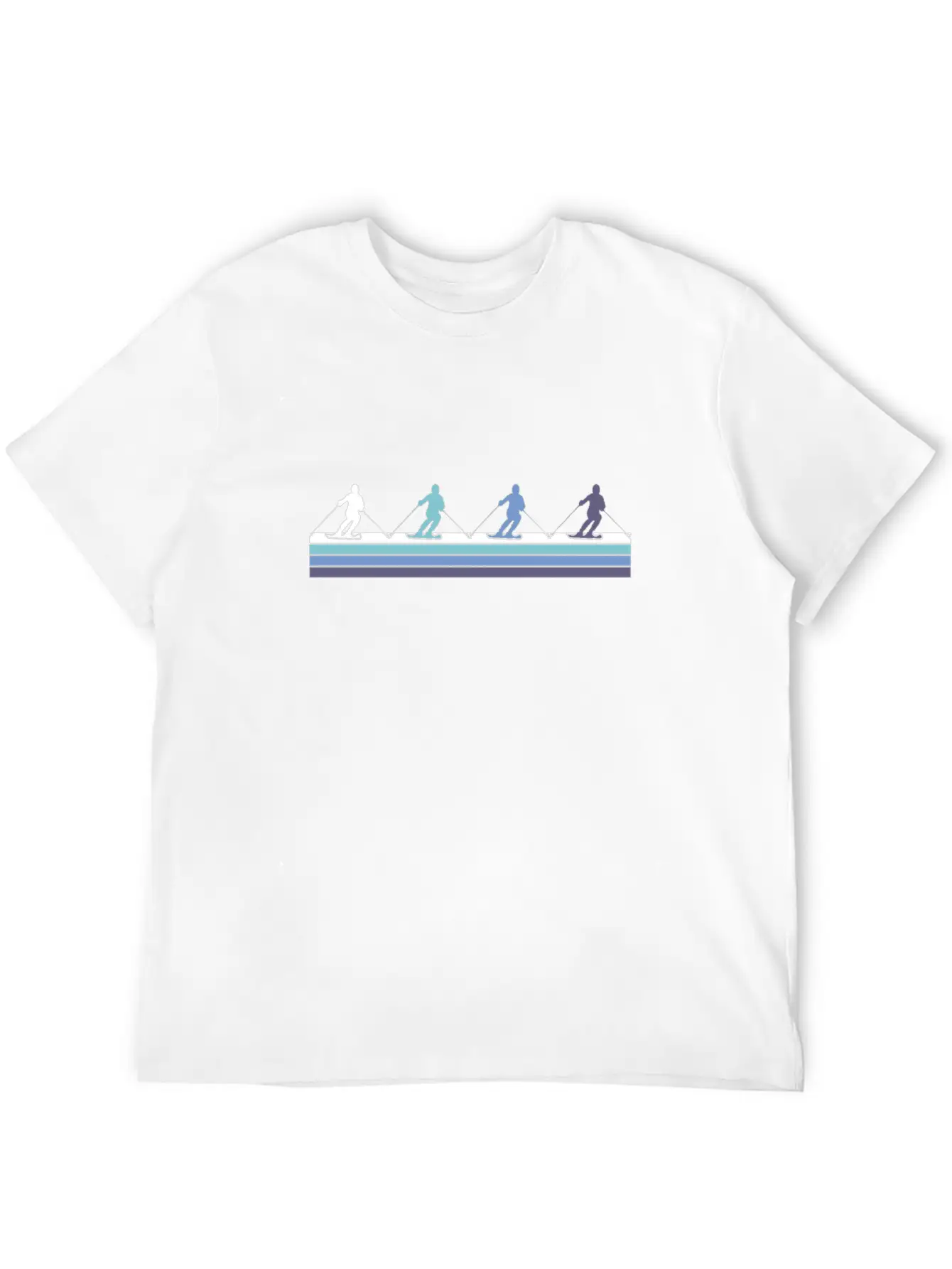 Skiing Silhouettes Gradient Casual Graphic T-Shirt – Simple And Comfortable Daily Wear