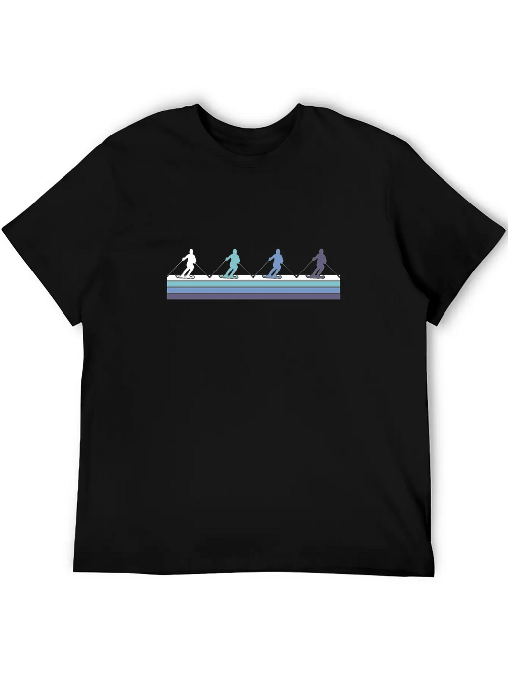 Skiing Silhouettes Gradient Casual Graphic T-Shirt – Simple And Comfortable Daily Wear