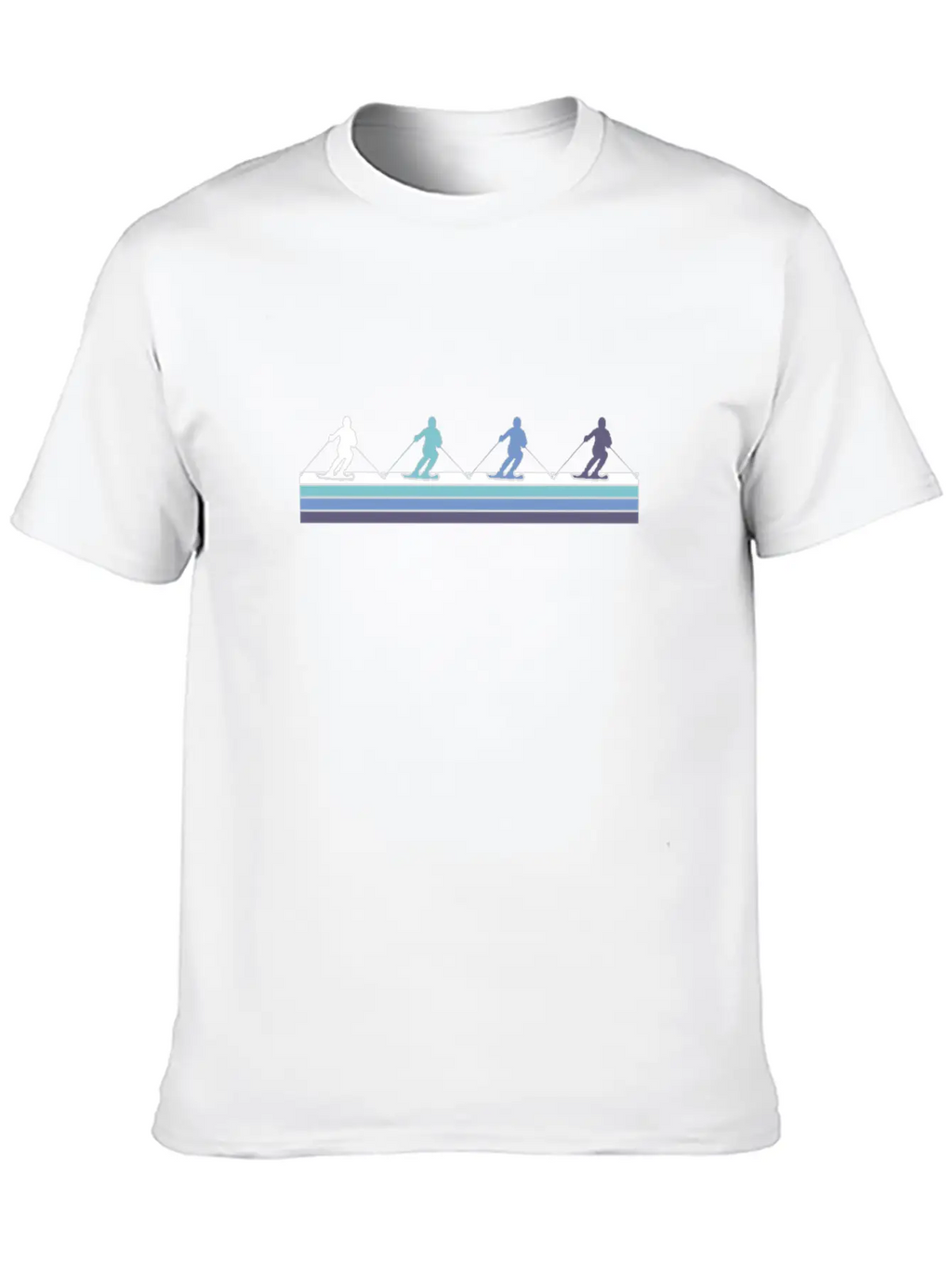 Skiing Silhouettes Gradient Casual Graphic T-Shirt – Simple And Comfortable Daily Wear