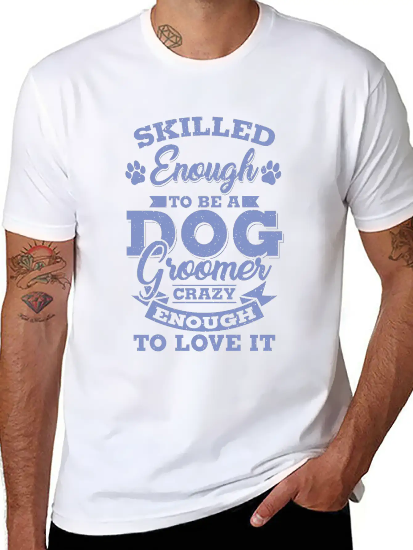 Skilled Dog Groomer Gift Print Pet Grooming Pet Unisex Short Sleeve Soft Cotton T-Shirt – Casual Everyday Wear
