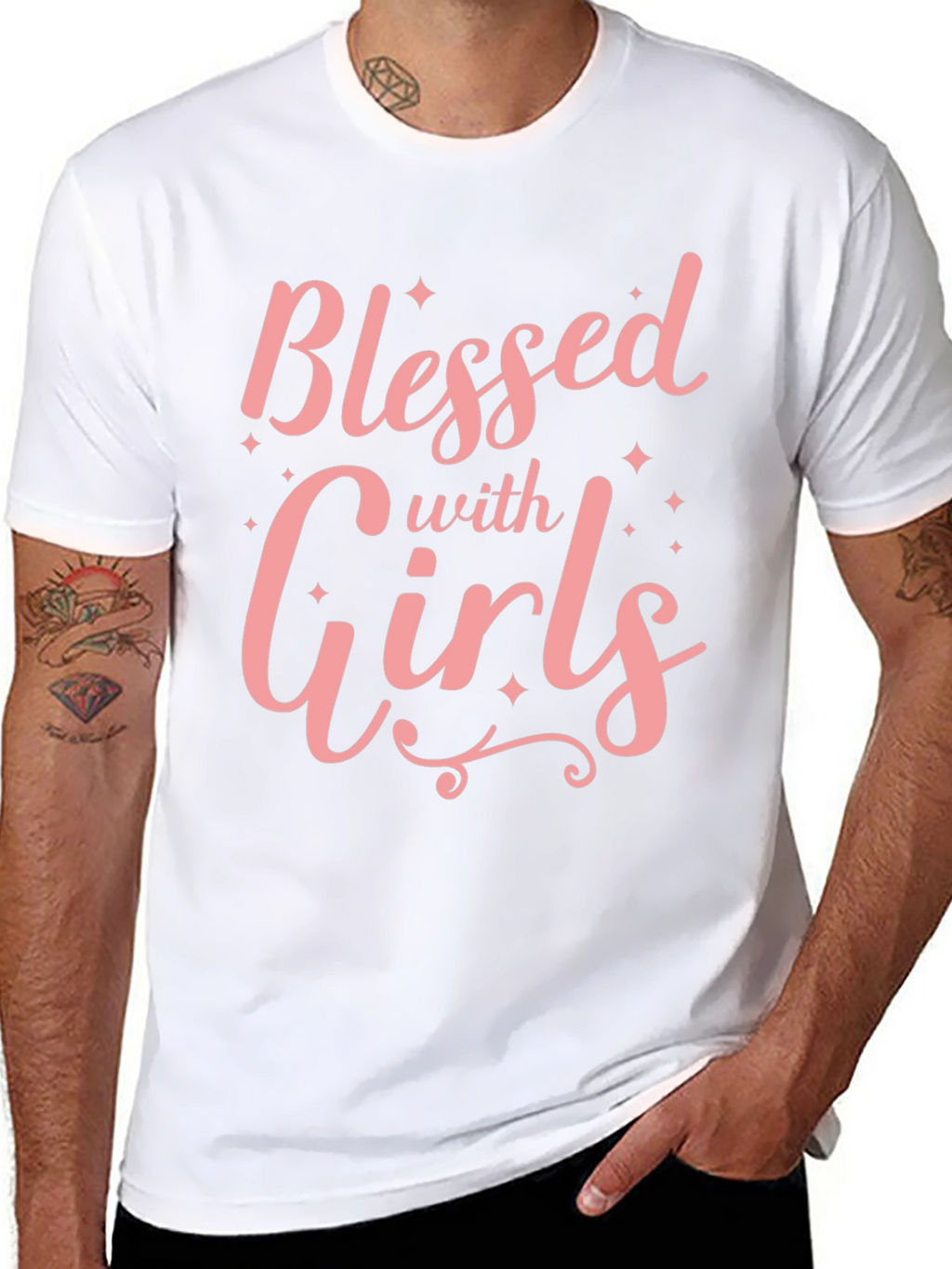 Blessed with Girls T-Shirt - Soft Cotton Crew Neck