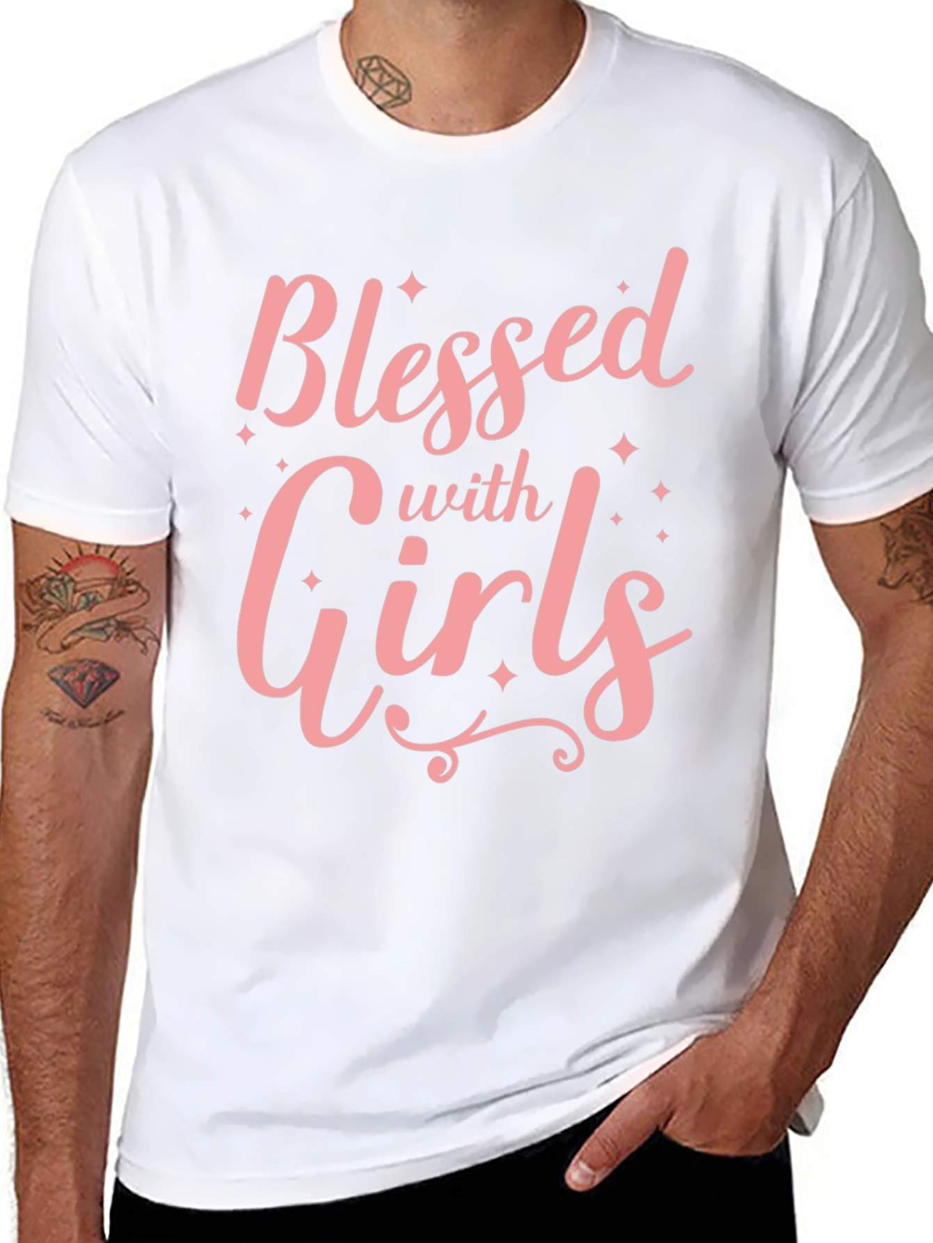 Blessed with Girls T-Shirt - Soft Cotton Crew Neck