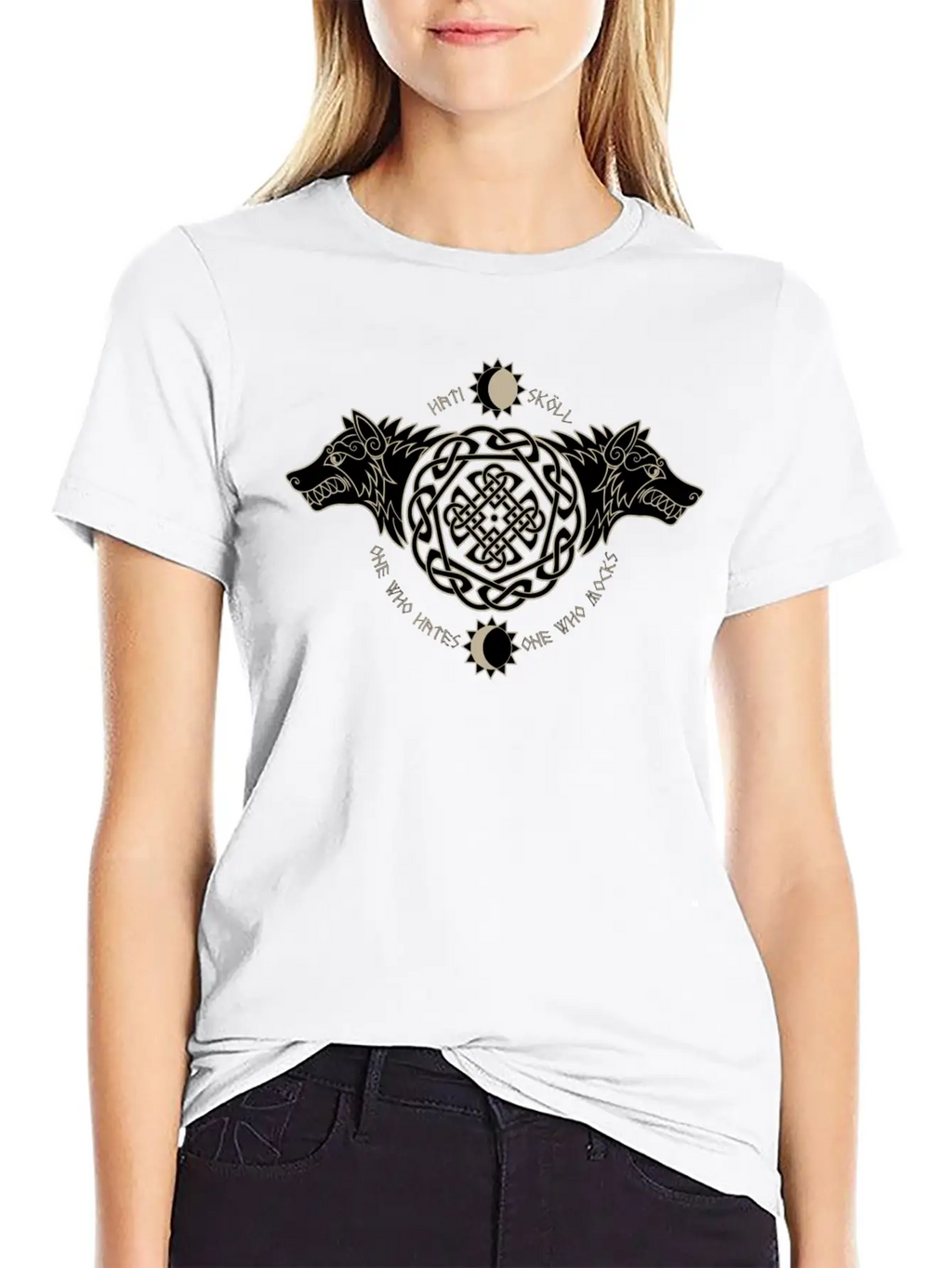 Skoll And I Wolf Fenrir Norse Nordic Symbol Stylish Everyday T-Shirt – Unisex Basic Cotton Tee