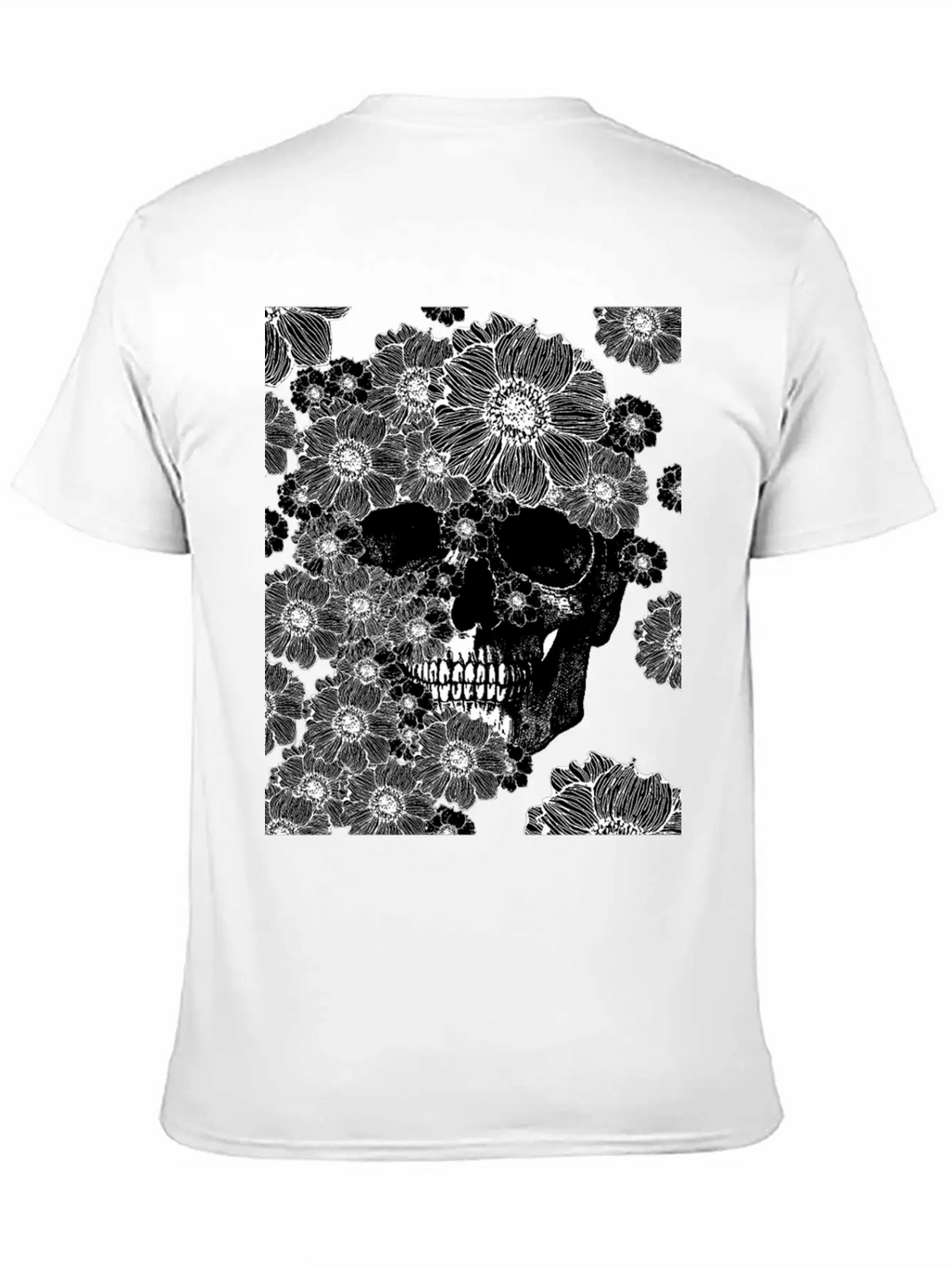 Skull And Abstract Roses Stylish Everyday T-Shirt – Unisex Basic Cotton Tee