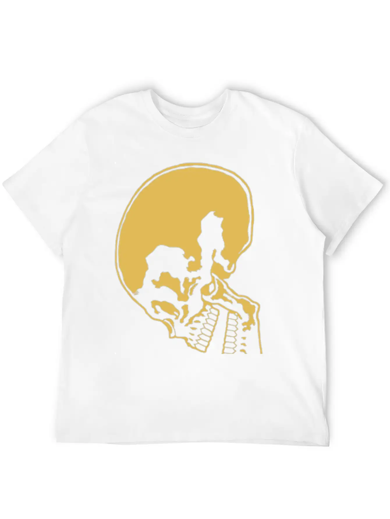 Skull And Rose Ink Art Tattoo Retro Yellow Unisex Casual T-Shirt – Clean Design For Daily Comfort