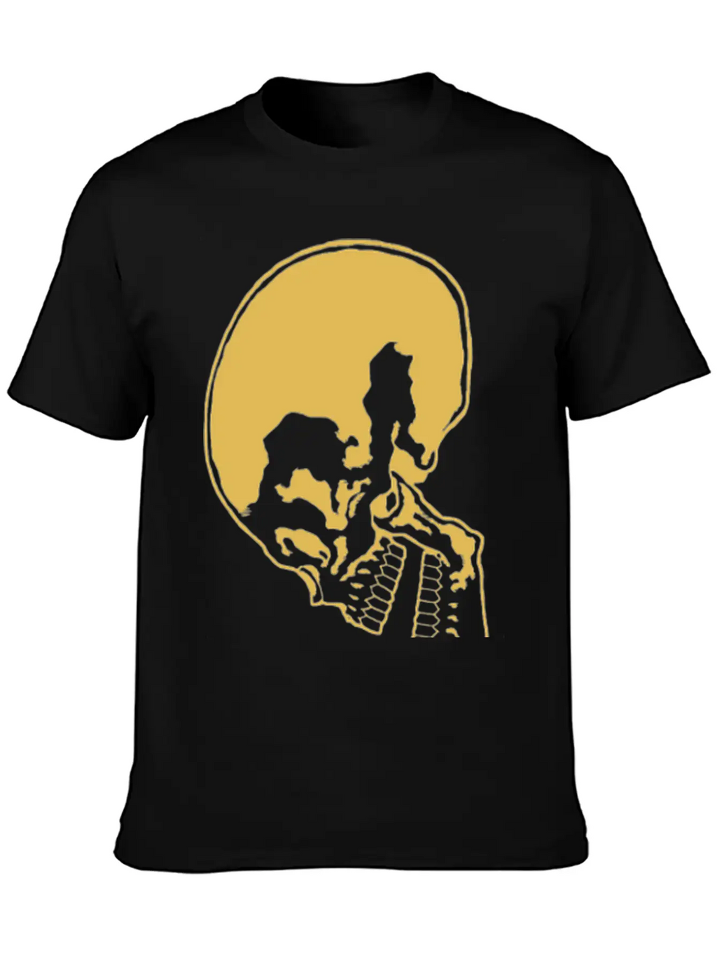 Skull And Rose Ink Art Tattoo Retro Yellow Unisex Casual T-Shirt – Clean Design For Daily Comfort