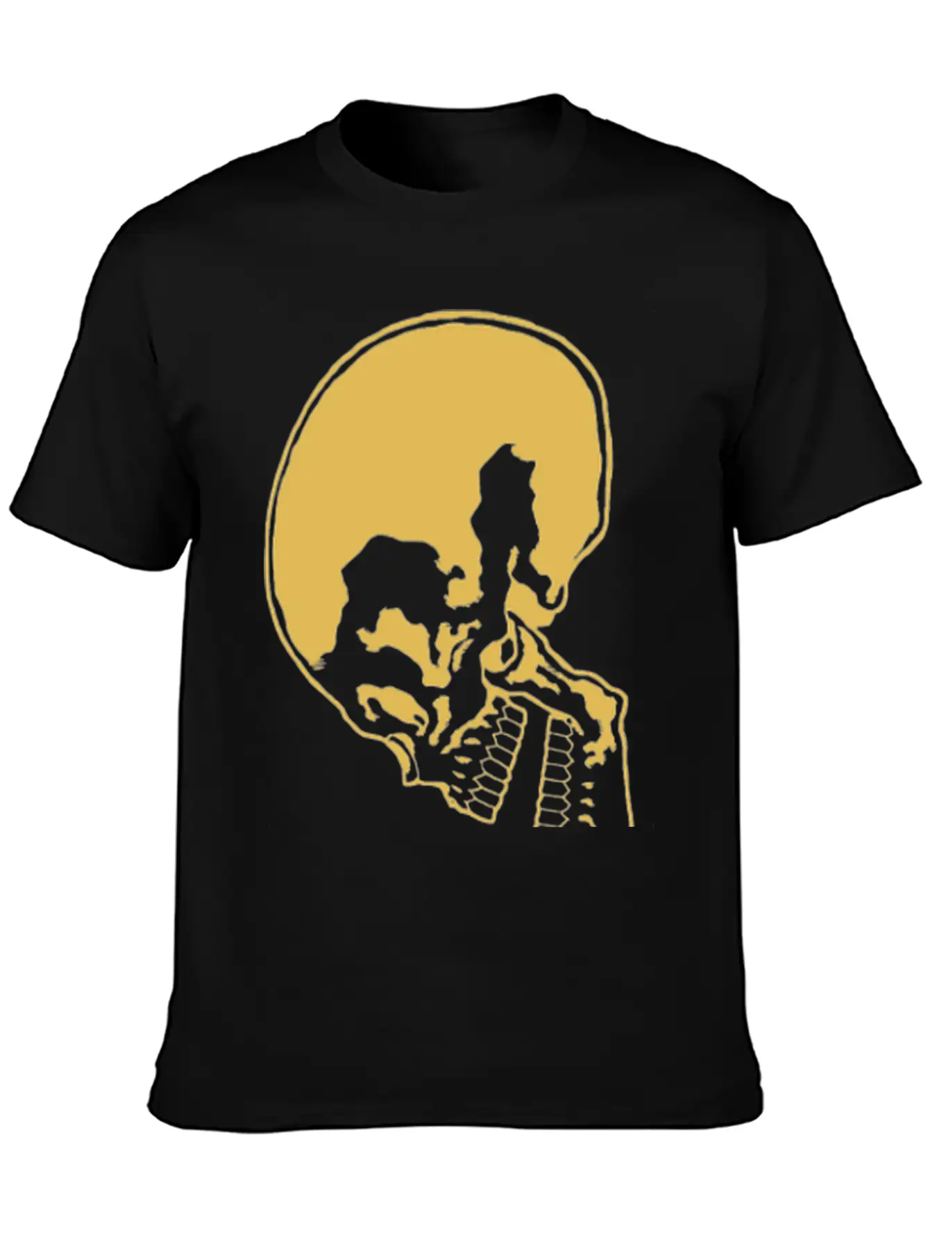 Skull And Rose Ink Art Tattoo Retro Yellow Unisex Casual T-Shirt – Clean Design For Daily Comfort