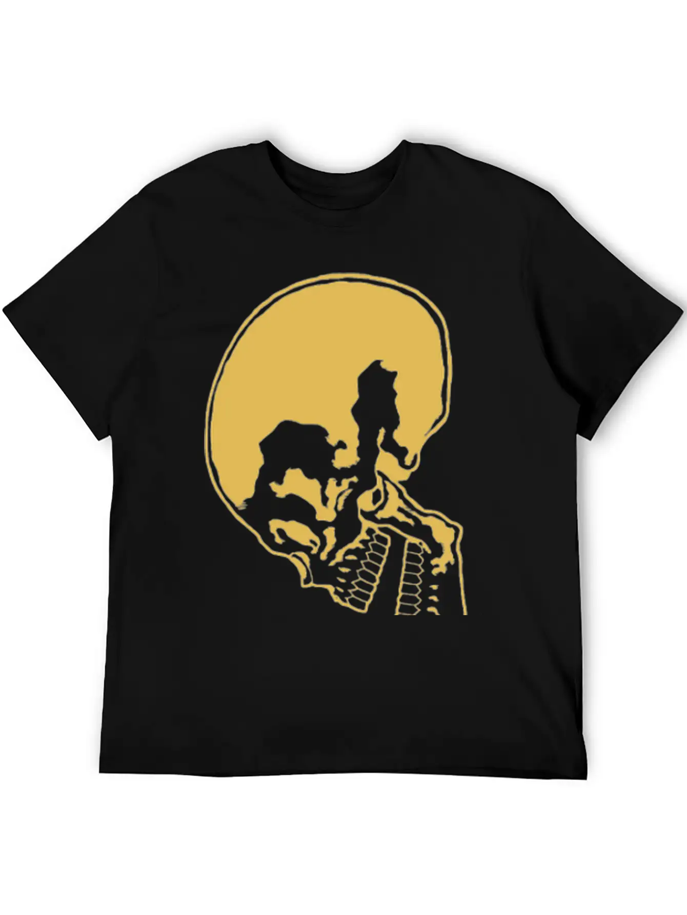 Skull And Rose Ink Art Tattoo Retro Yellow Unisex Casual T-Shirt – Clean Design For Daily Comfort