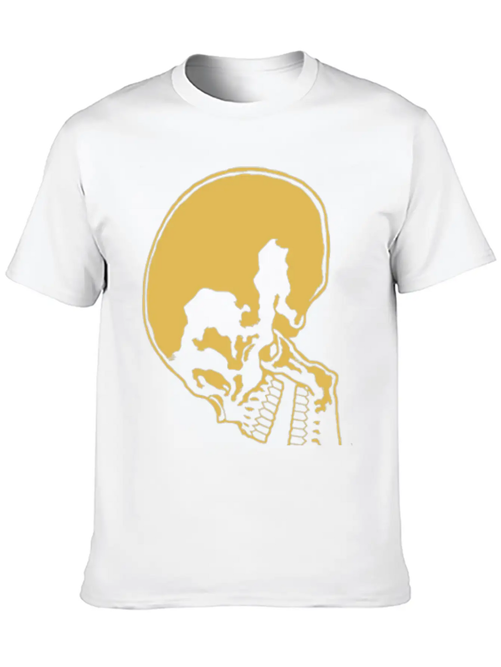 Skull And Rose Ink Art Tattoo Retro Yellow Unisex Casual T-Shirt – Clean Design For Daily Comfort