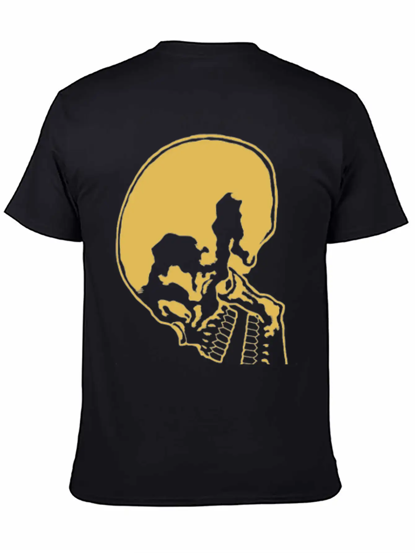 Skull And Rose Ink Art Tattoo Retro Yellow Unisex Casual T-Shirt – Clean Design For Daily Comfort