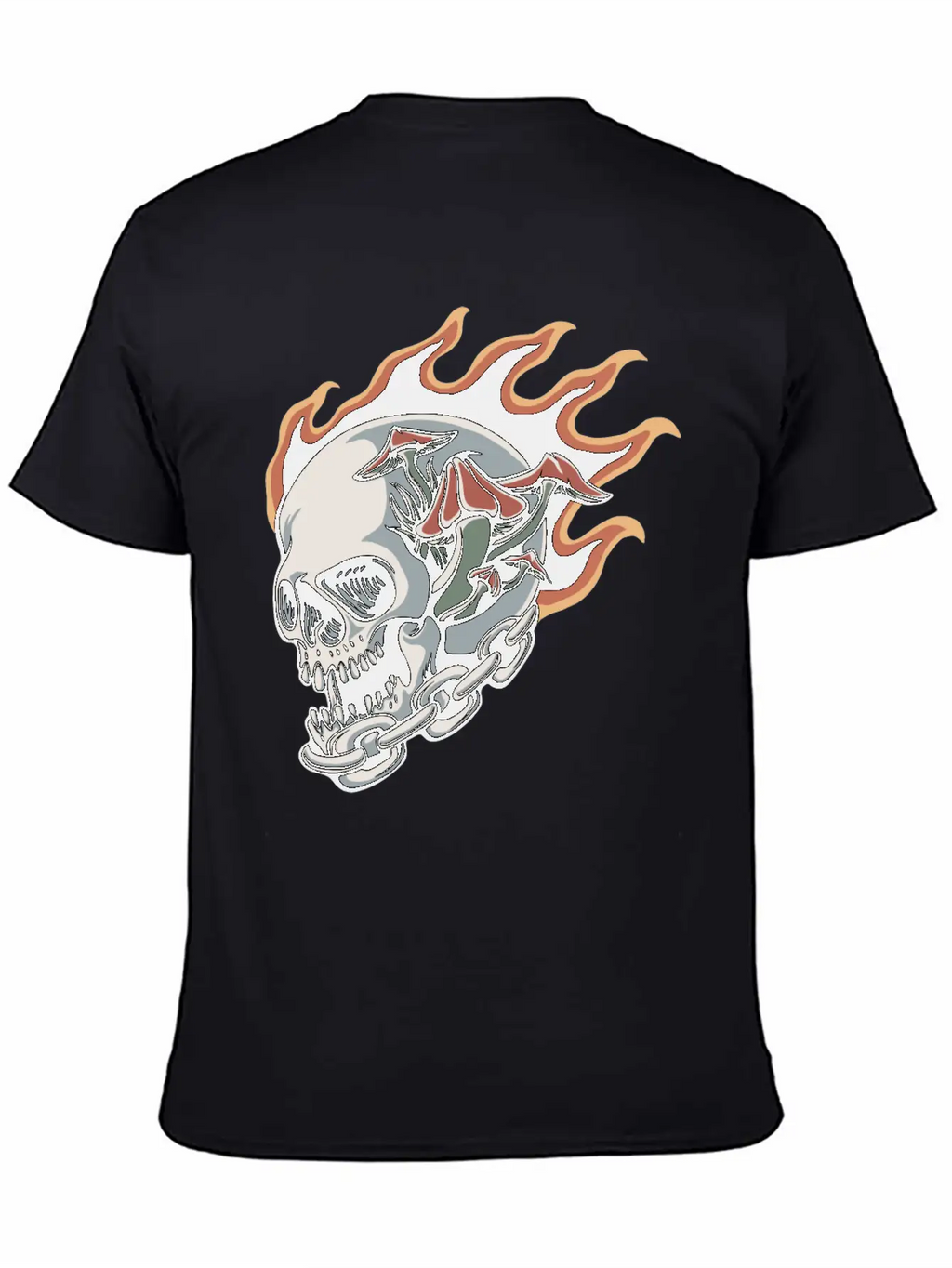 Skull Fire And Mushroom Classic Fit Graphic Tee For Daily Comfort – Unisex Cotton Shirt