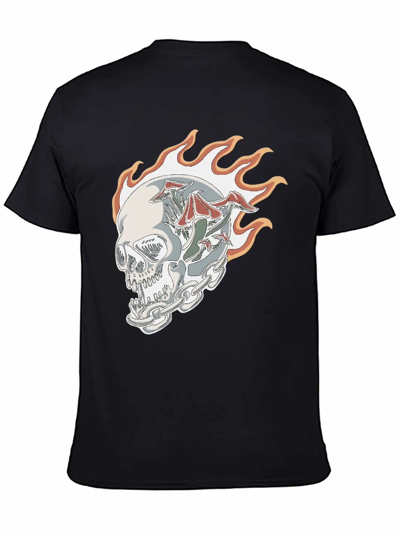Skull Fire And Mushroom Classic Fit Graphic Tee For Daily Comfort – Unisex Cotton Shirt