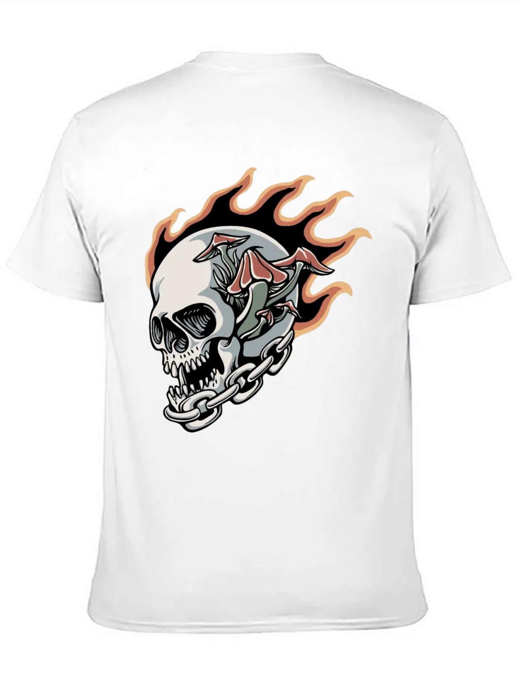 Skull Fire And Mushroom Classic Fit Graphic Tee For Daily Comfort – Unisex Cotton Shirt