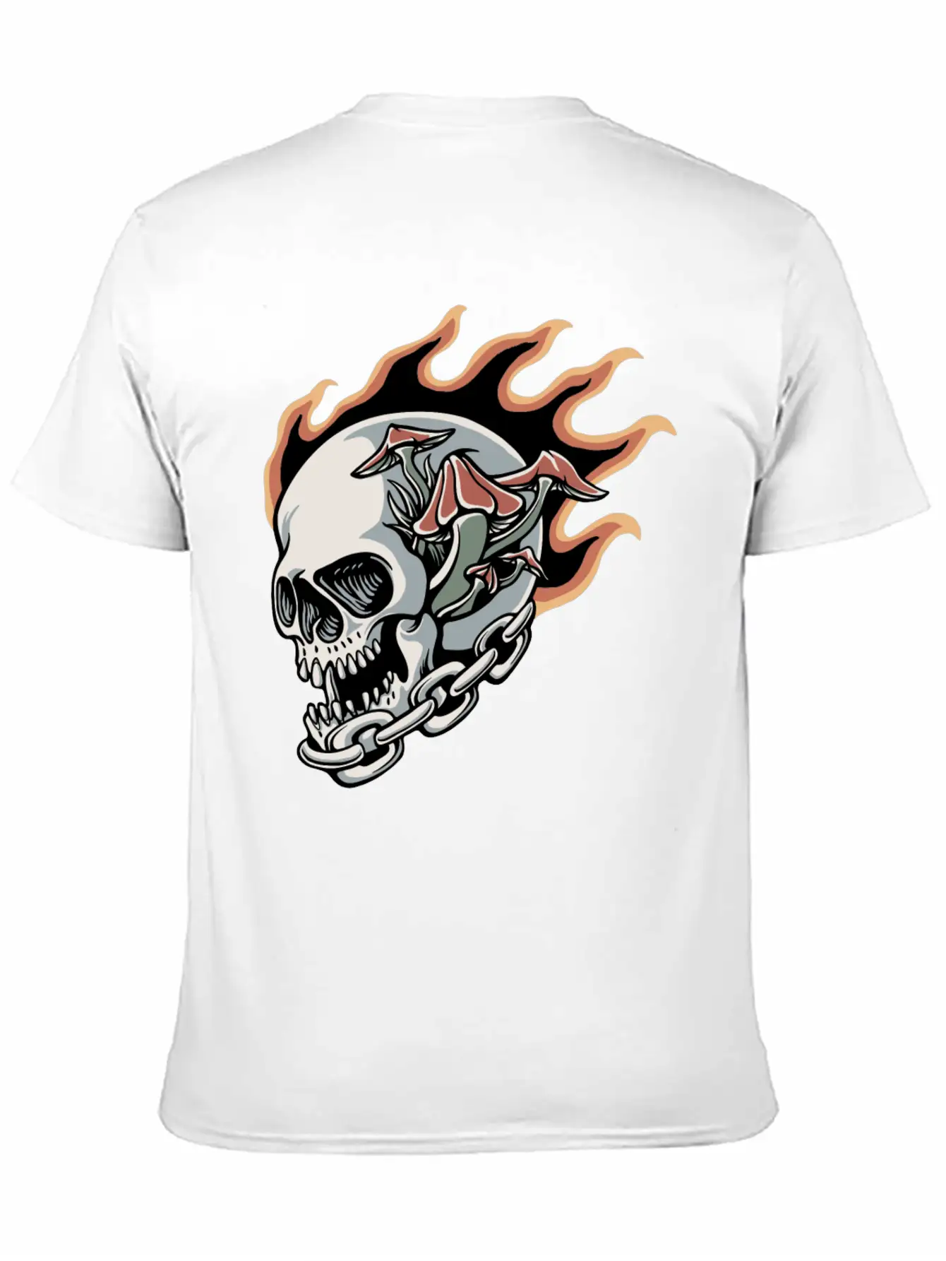 Skull Fire And Mushroom Classic Fit Graphic Tee For Daily Comfort – Unisex Cotton Shirt