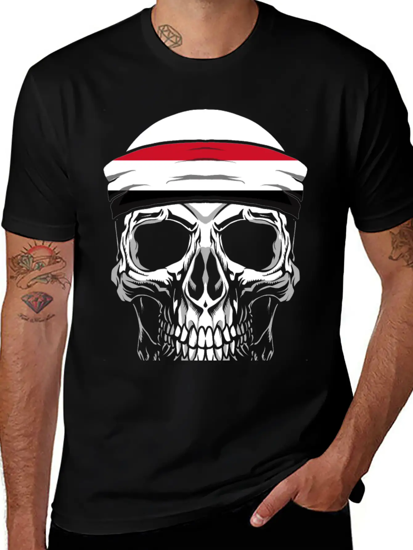 Skull Nationality Country Flag Unisex Short Sleeve Soft Cotton T-Shirt – Casual Everyday Wear