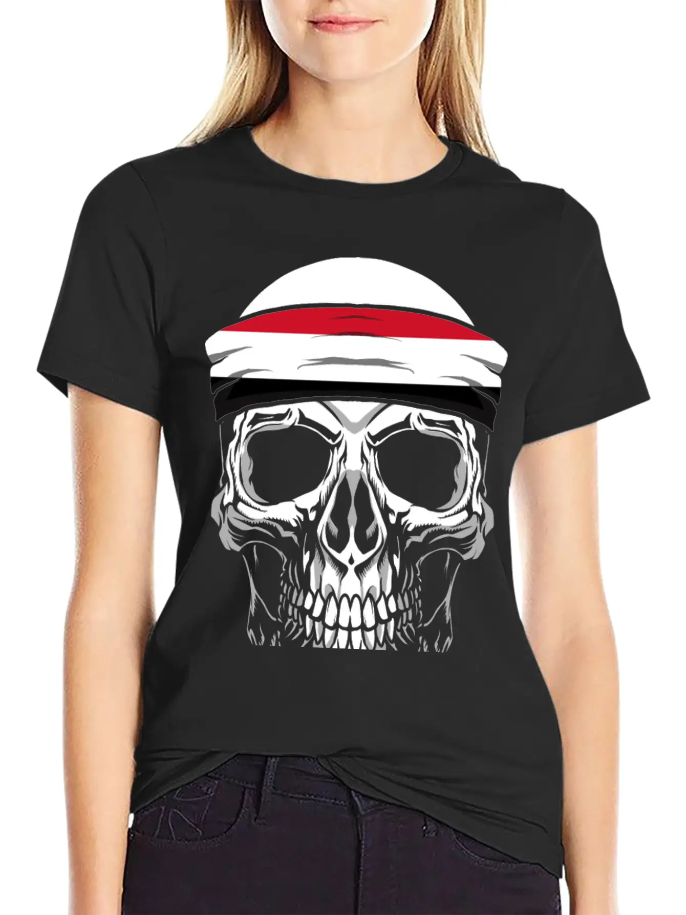 Skull Nationality Country Flag Unisex Short Sleeve Soft Cotton T-Shirt – Casual Everyday Wear