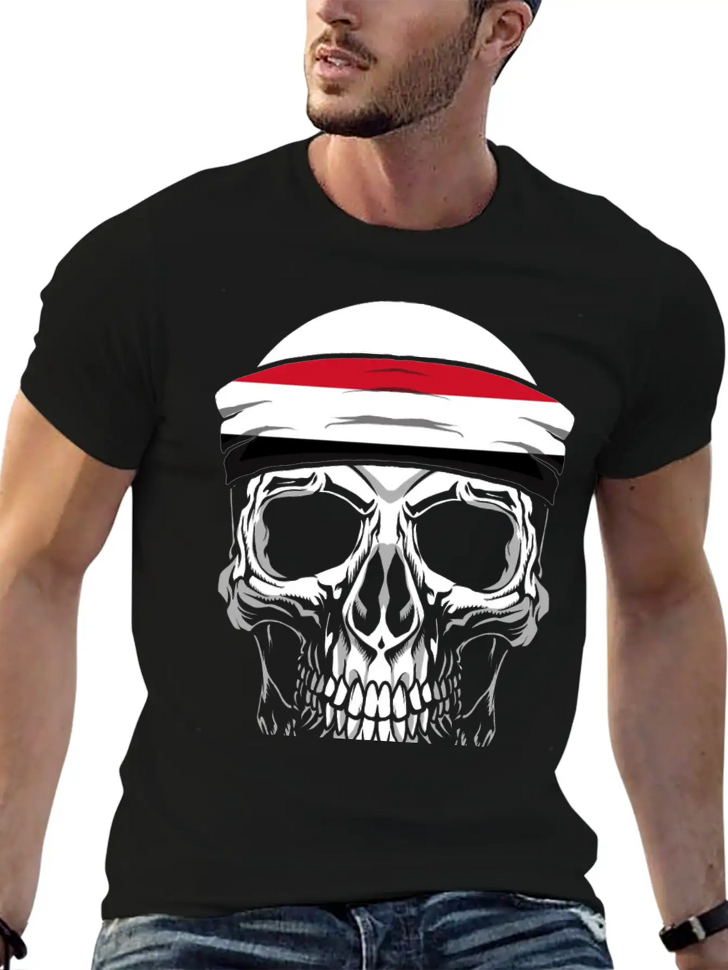 Skull Nationality Country Flag Unisex Short Sleeve Soft Cotton T-Shirt – Casual Everyday Wear