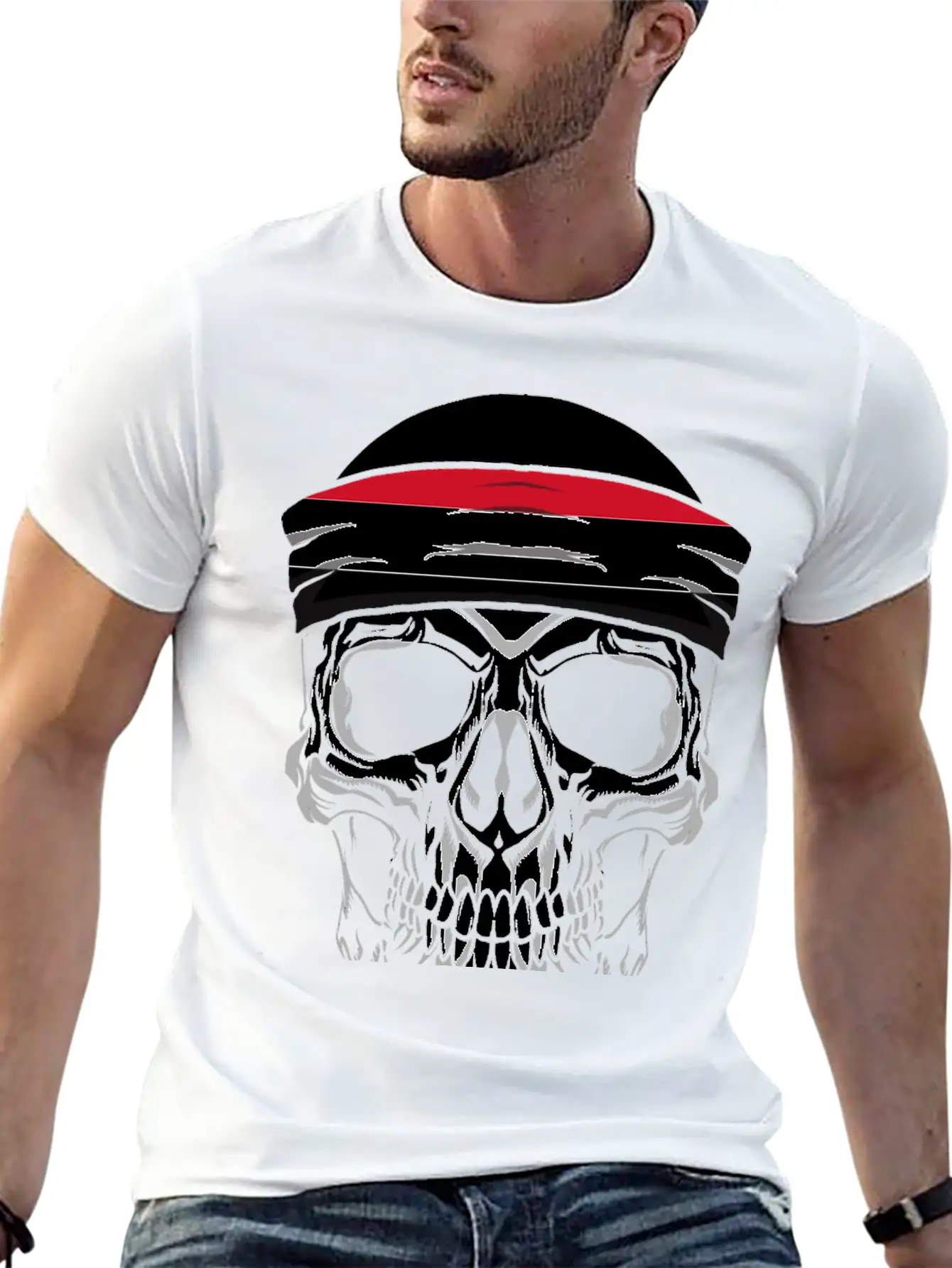 Skull Nationality Country Flag Unisex Short Sleeve Soft Cotton T-Shirt – Casual Everyday Wear