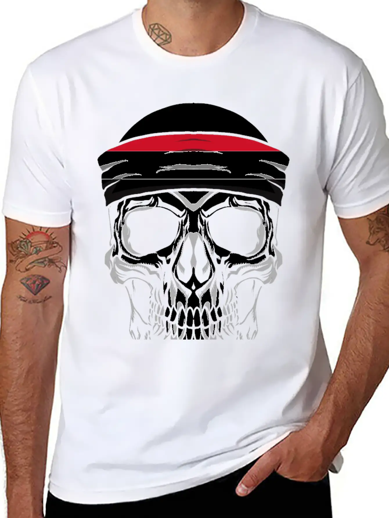 Skull Nationality Country Flag Unisex Short Sleeve Soft Cotton T-Shirt – Casual Everyday Wear