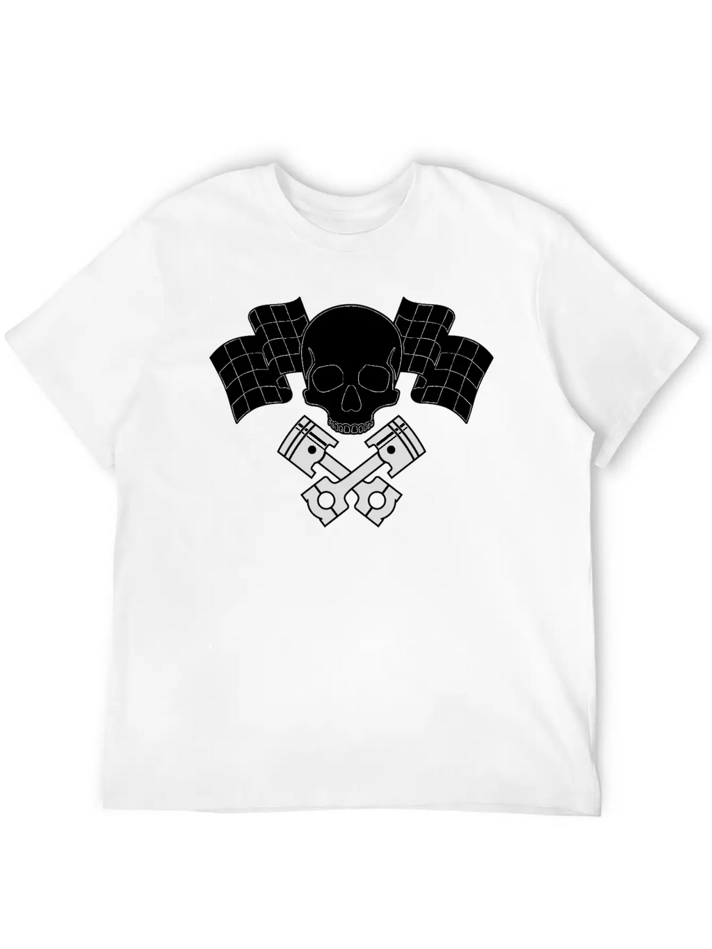 Skull Pistons Flags Unisex Short Sleeve Soft Cotton T-Shirt – Casual Everyday Wear