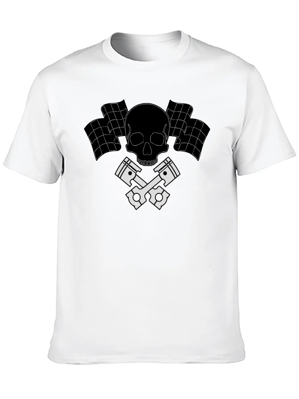 Skull Pistons Flags Unisex Short Sleeve Soft Cotton T-Shirt – Casual Everyday Wear