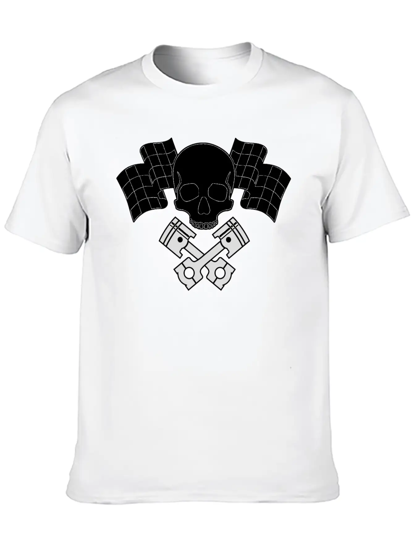 Skull Pistons Flags Unisex Short Sleeve Soft Cotton T-Shirt – Casual Everyday Wear