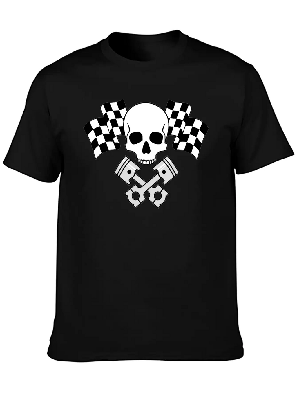 Skull Pistons Flags Unisex Short Sleeve Soft Cotton T-Shirt – Casual Everyday Wear