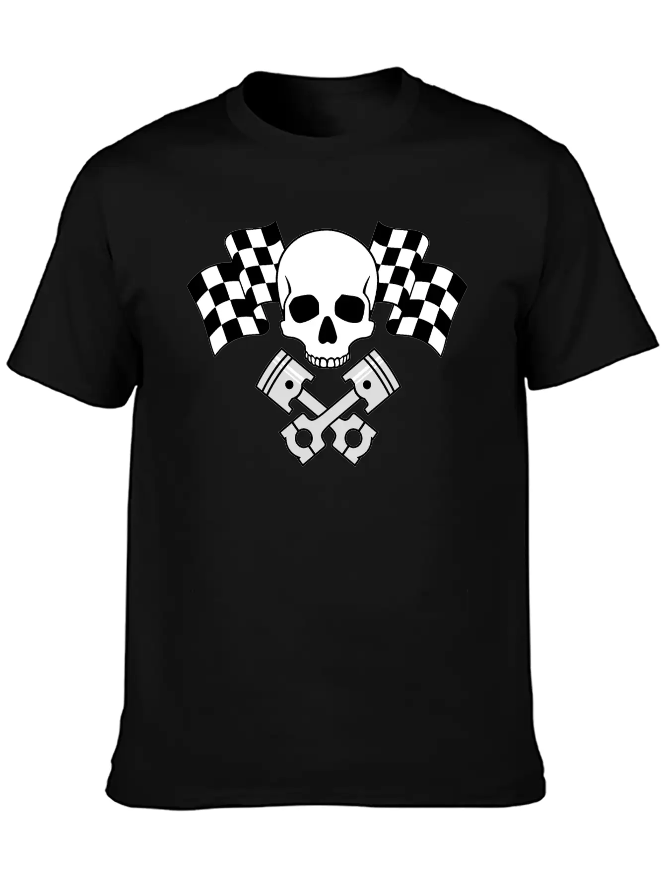Skull Pistons Flags Unisex Short Sleeve Soft Cotton T-Shirt – Casual Everyday Wear