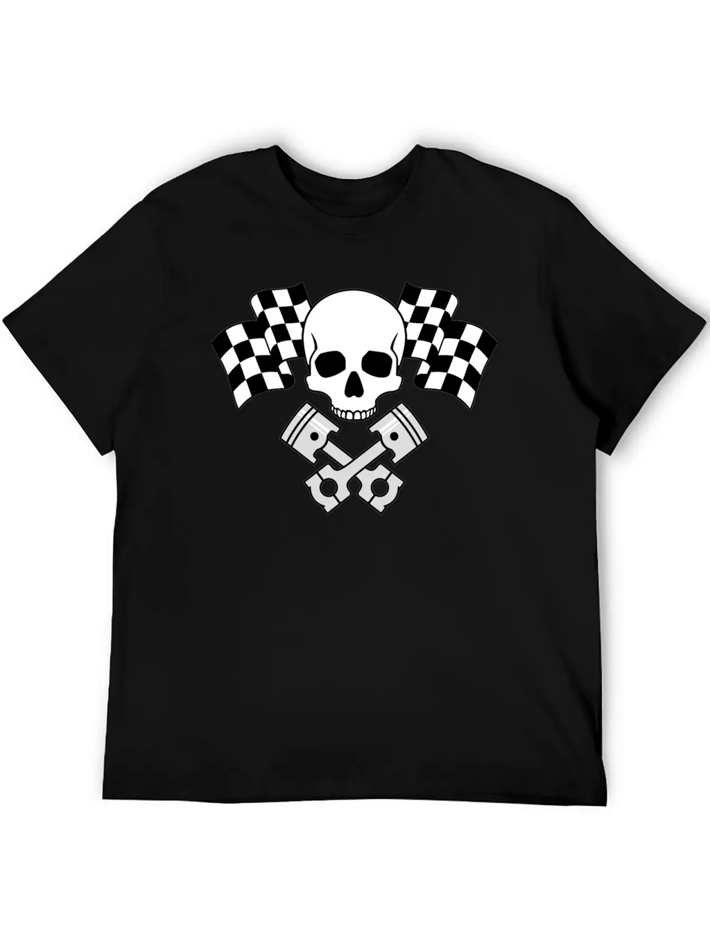 Skull Pistons Flags Unisex Short Sleeve Soft Cotton T-Shirt – Casual Everyday Wear