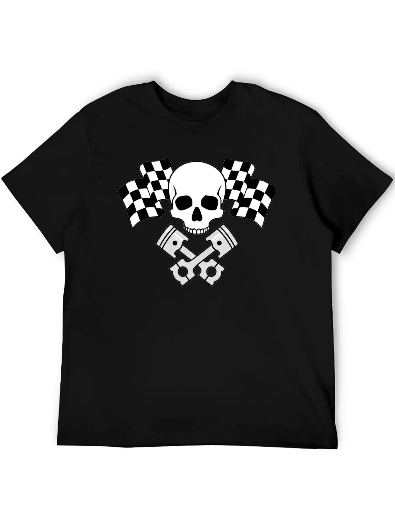 Skull Pistons Flags Unisex Short Sleeve Soft Cotton T-Shirt – Casual Everyday Wear
