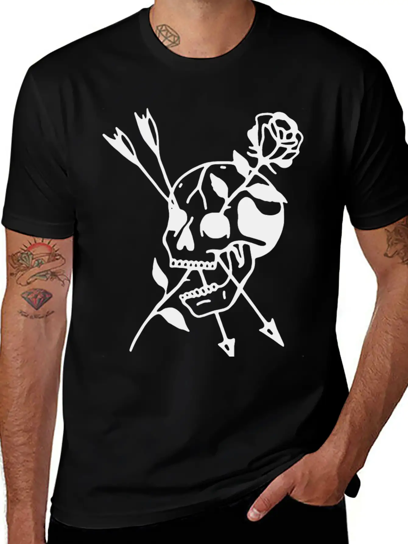 Skull Rose Stylish Everyday T-Shirt – Unisex Basic Cotton Tee
