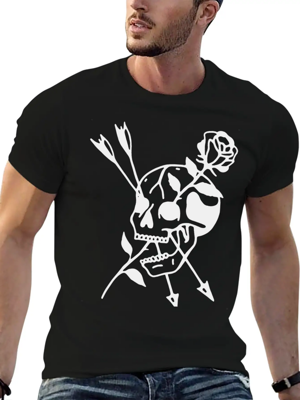 Skull Rose Stylish Everyday T-Shirt – Unisex Basic Cotton Tee