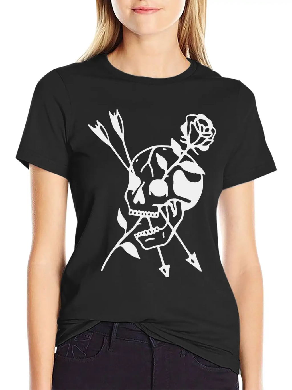 Skull Rose Stylish Everyday T-Shirt – Unisex Basic Cotton Tee