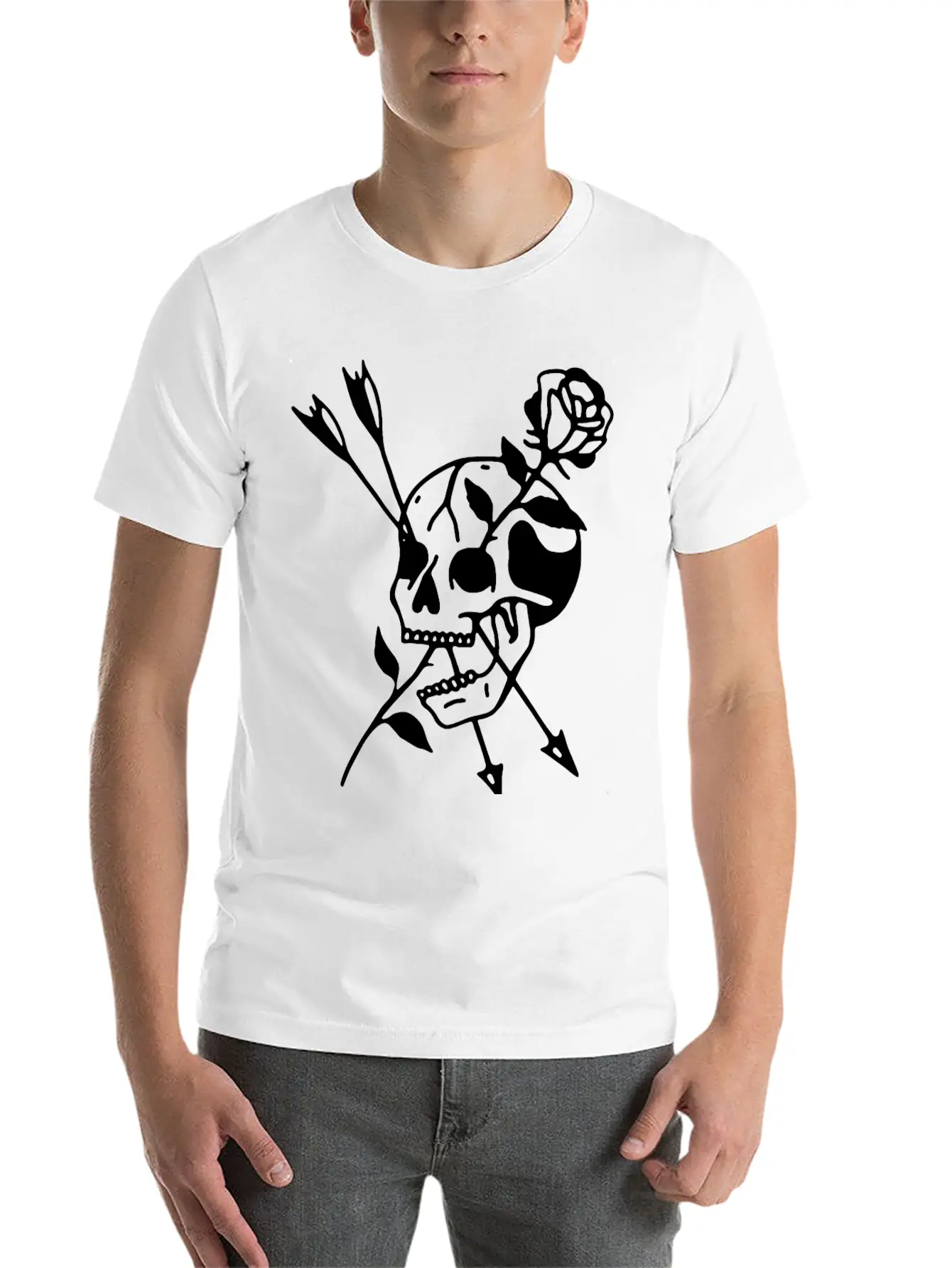 Skull Rose Stylish Everyday T-Shirt – Unisex Basic Cotton Tee