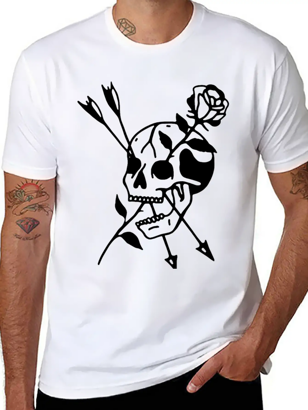 Skull Rose Stylish Everyday T-Shirt – Unisex Basic Cotton Tee
