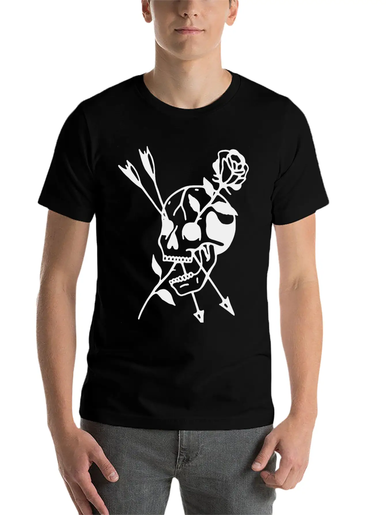 Skull Rose Stylish Everyday T-Shirt – Unisex Basic Cotton Tee