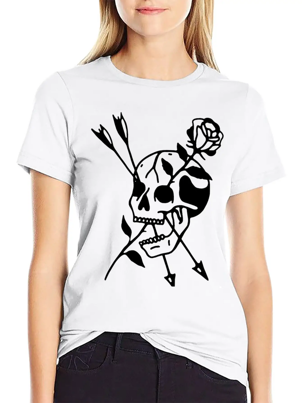 Skull Rose Stylish Everyday T-Shirt – Unisex Basic Cotton Tee