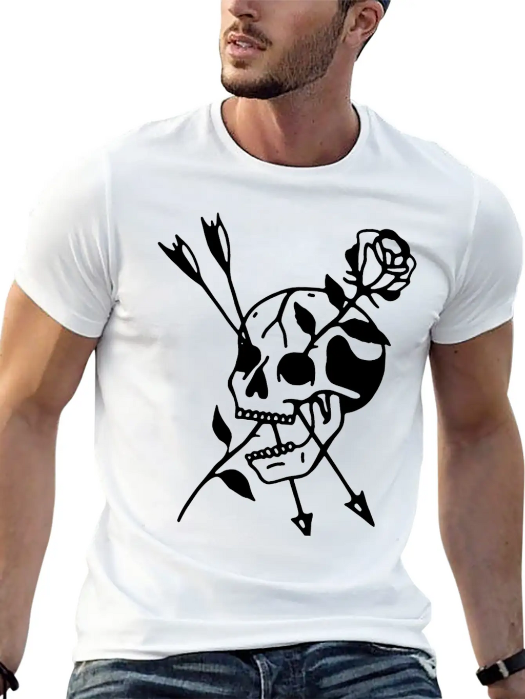 Skull Rose Stylish Everyday T-Shirt – Unisex Basic Cotton Tee