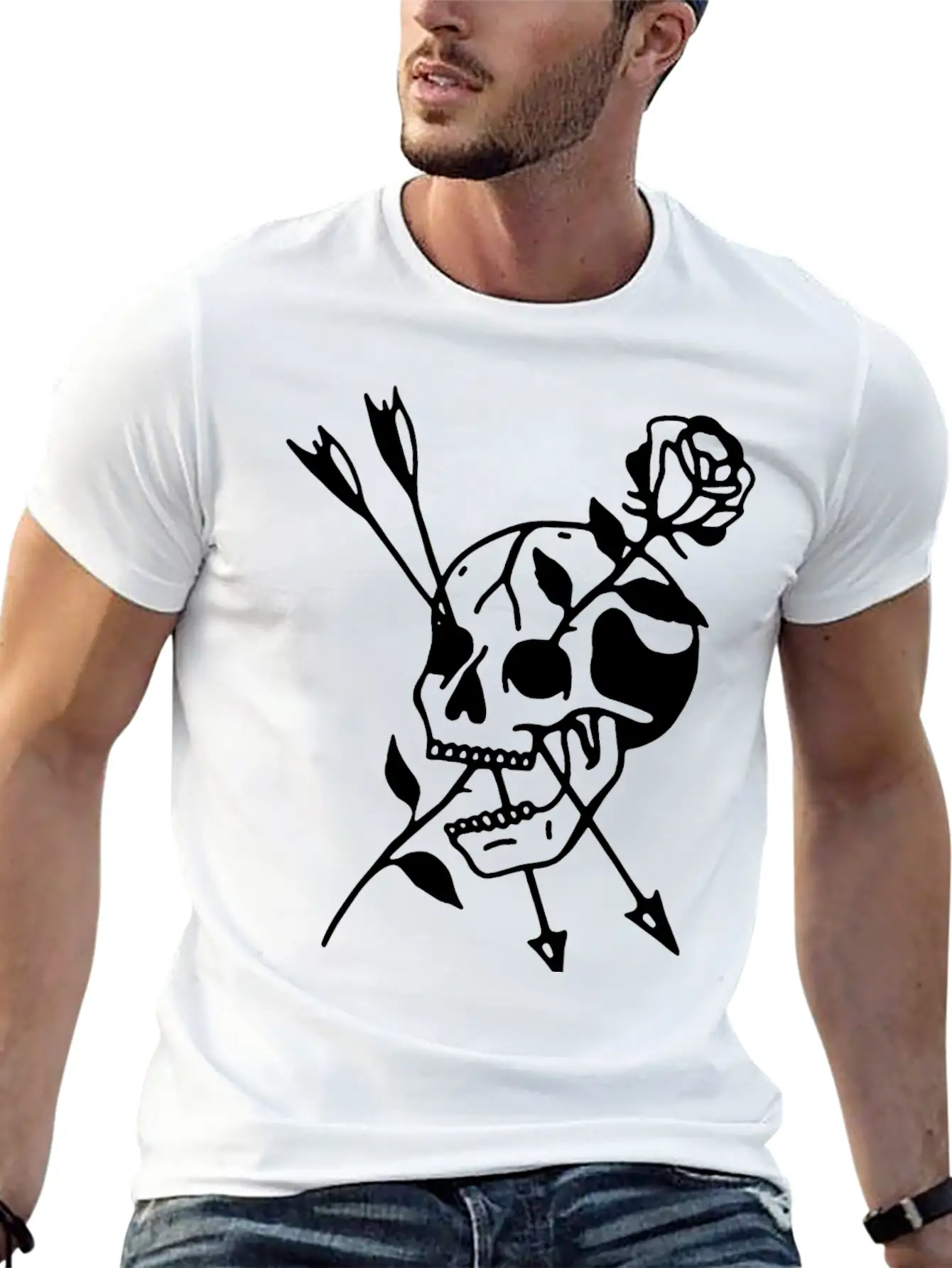 Skull Rose Stylish Everyday T-Shirt – Unisex Basic Cotton Tee