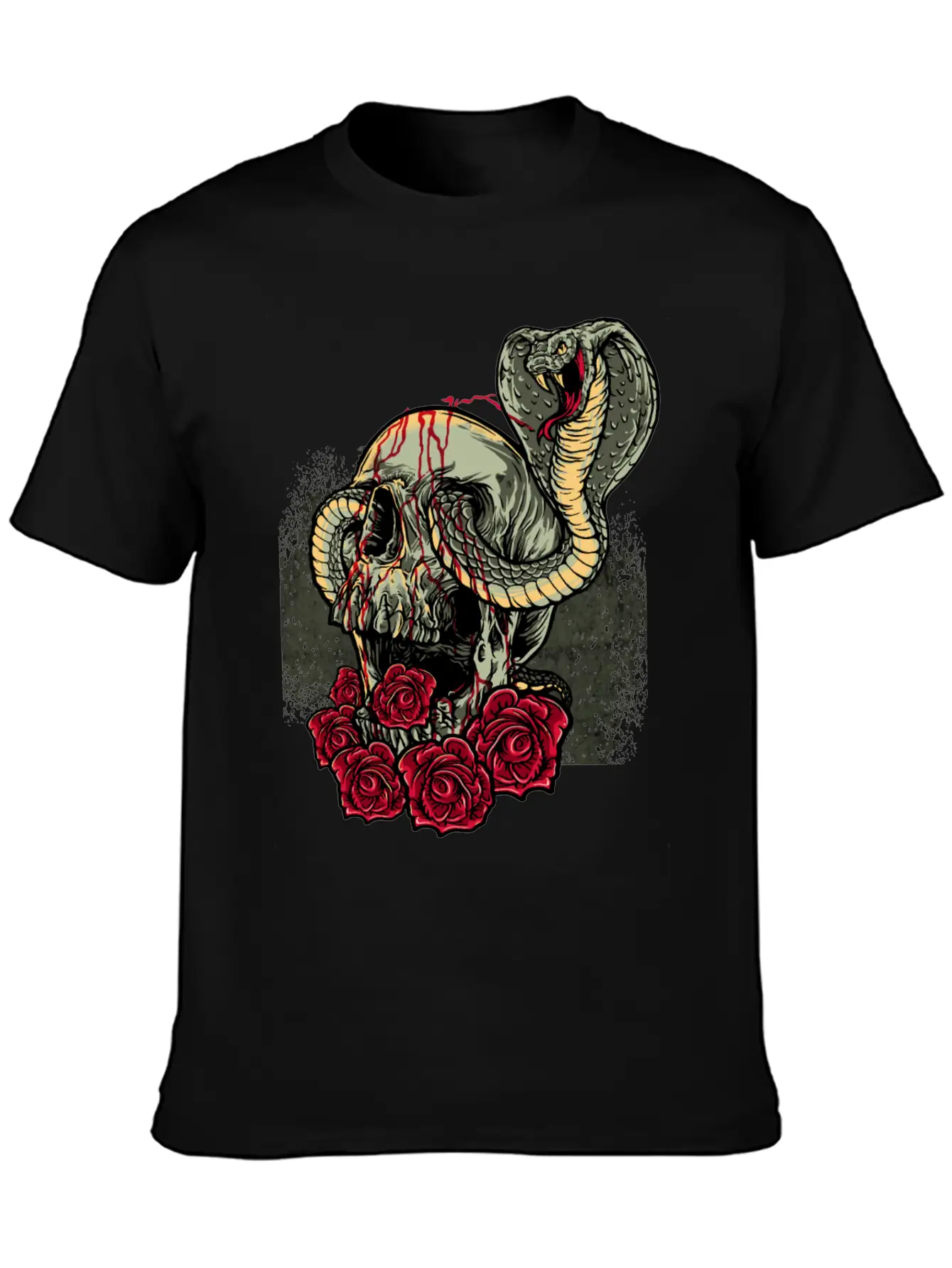 Skull Snake Roses Scary Horror Unisex Short Sleeve Soft Cotton T-Shirt – Casual Everyday Wear