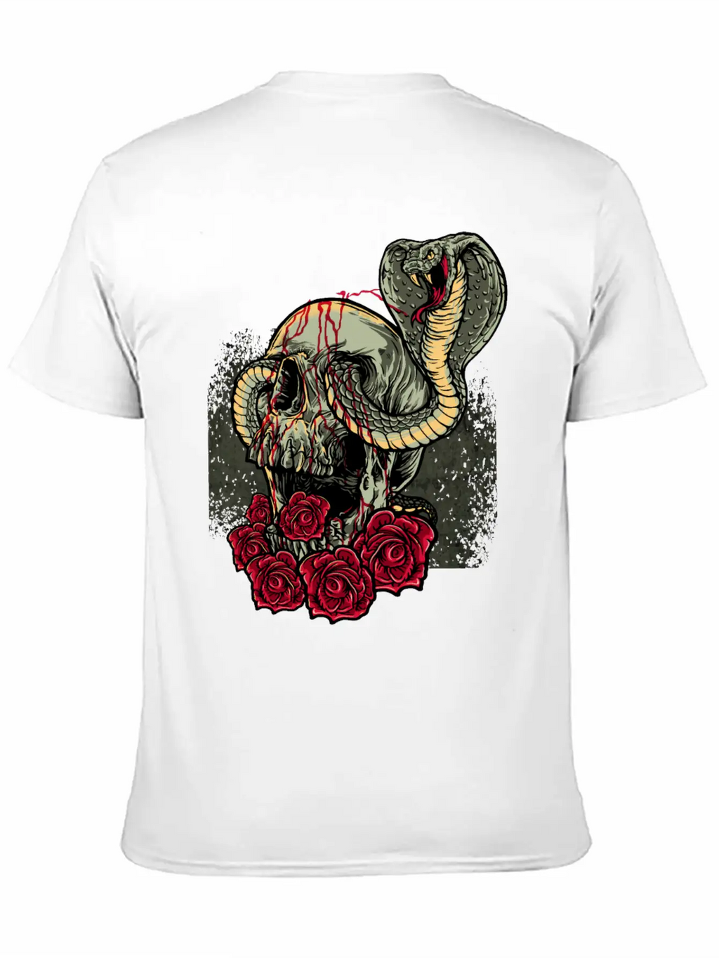 Skull Snake Roses Scary Horror Unisex Short Sleeve Soft Cotton T-Shirt – Casual Everyday Wear