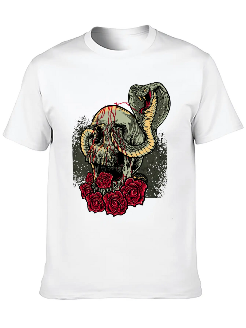 Skull Snake Roses Scary Horror Unisex Short Sleeve Soft Cotton T-Shirt – Casual Everyday Wear