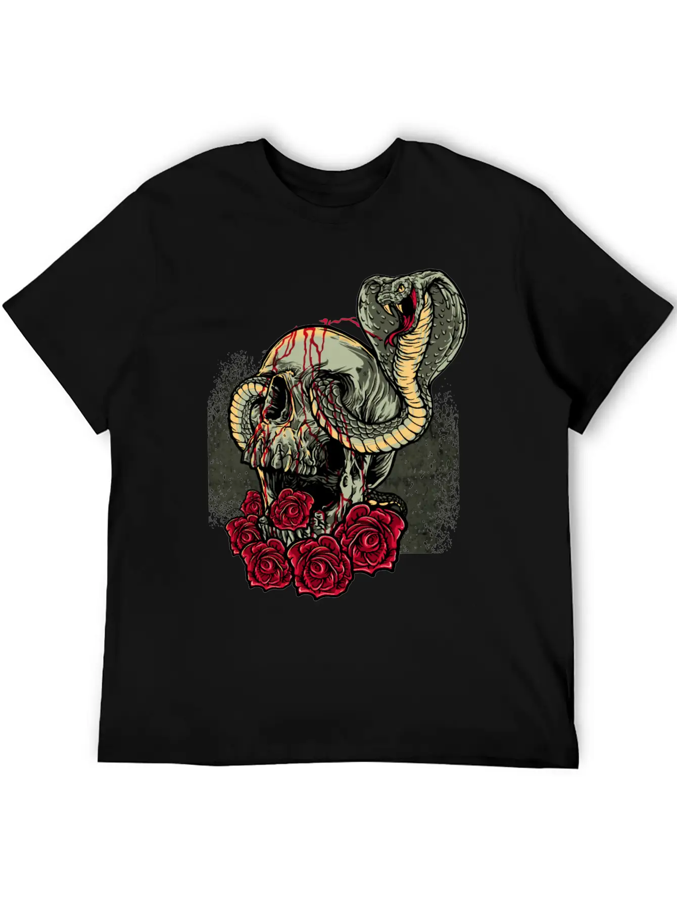 Skull Snake Roses Scary Horror Unisex Short Sleeve Soft Cotton T-Shirt – Casual Everyday Wear