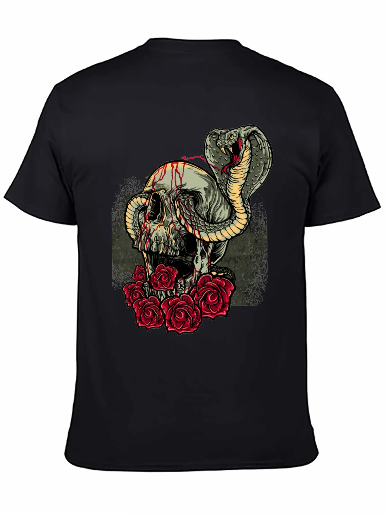 Skull Snake Roses Scary Horror Unisex Short Sleeve Soft Cotton T-Shirt – Casual Everyday Wear
