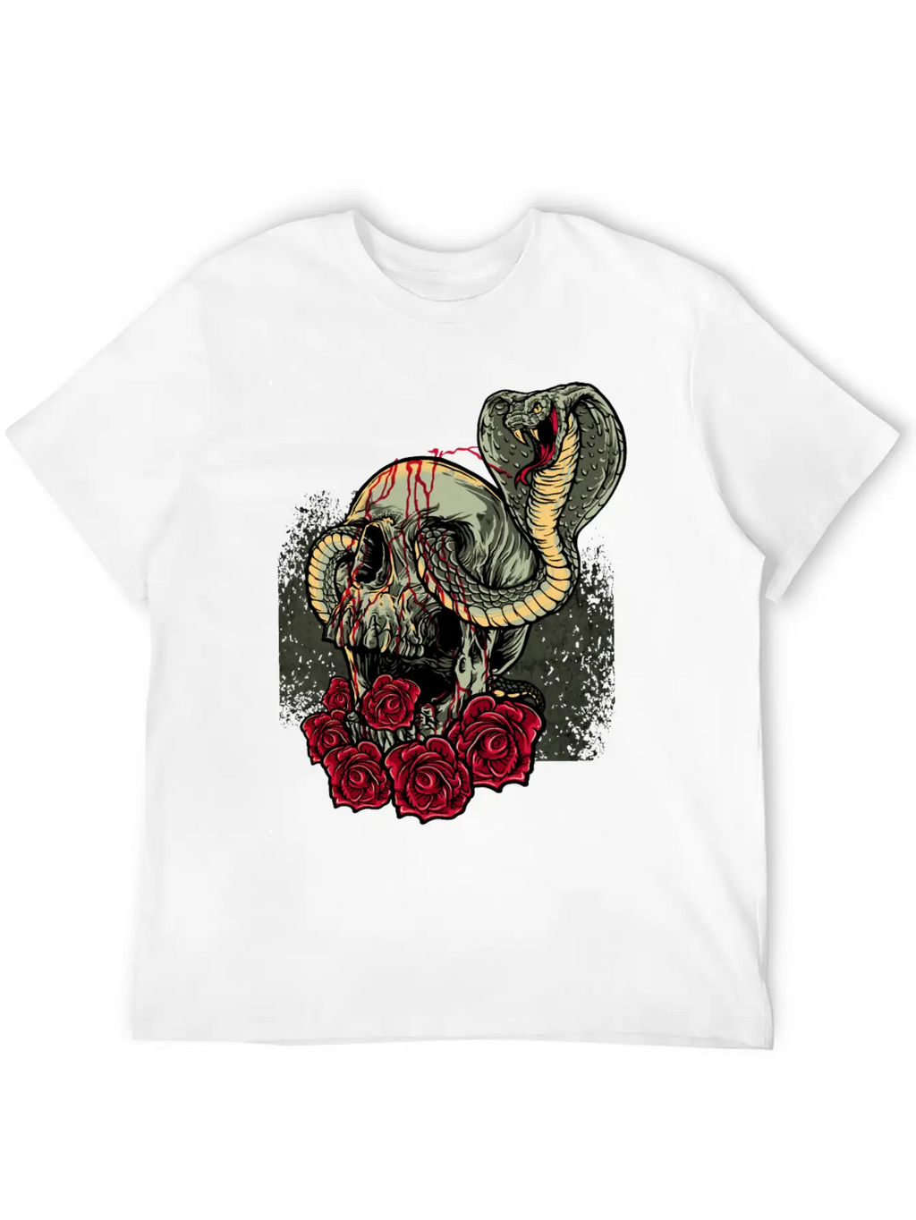 Skull Snake Roses Scary Horror Unisex Short Sleeve Soft Cotton T-Shirt – Casual Everyday Wear